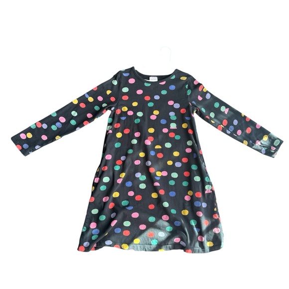 Hanna Andersson Long Sleeve Tee shirt dress black confetti colorful cotton 8 - Picture 2 of 4